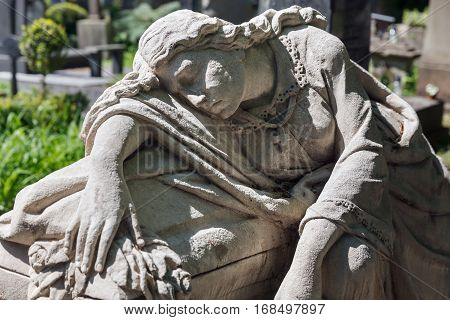 Old Statue On Grave In Lviv