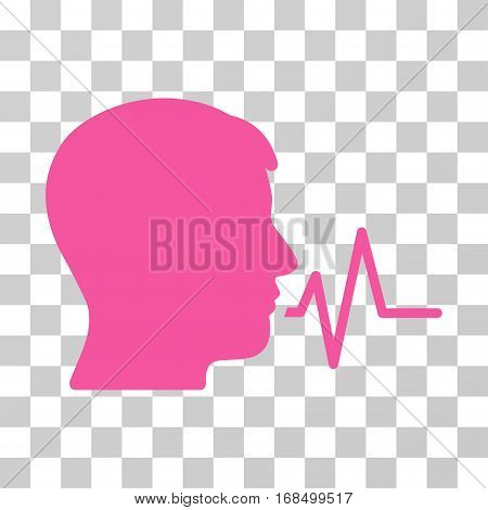 Person Speech Signal icon. Vector illustration style is flat iconic symbol, pink color, transparent background. Designed for web and software interfaces.