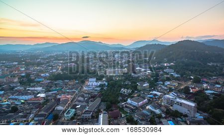 Aerial Photography During Sunset In The Middle Of Phuket City