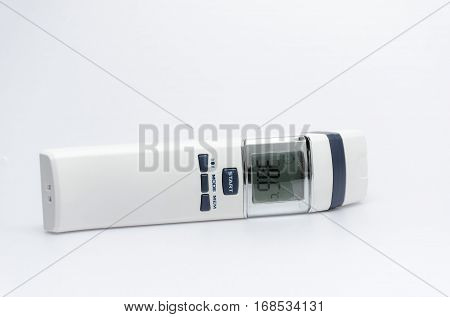 Digital infrared thermometer  instrument  medical on white