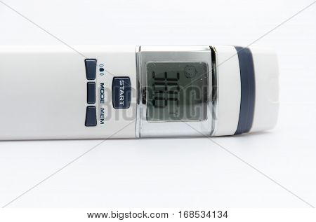 Digital infrared thermometer  instrument  medical on white