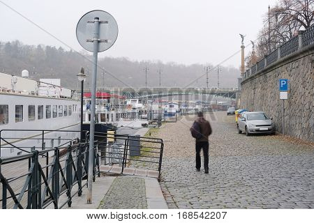 Bank of Vitava river in Prague, Czechia