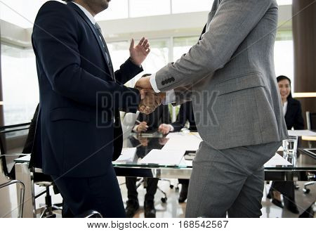 Business Partners Introductionary Handshake Bow