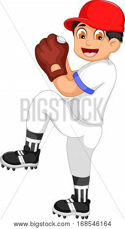 cute boy cartoon playing cricket for you design