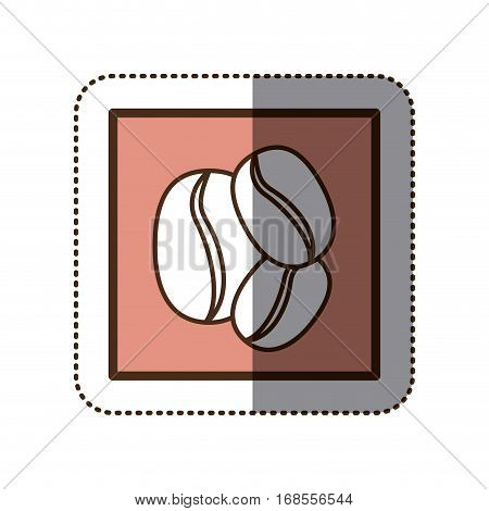 color sticker silhouette in square frame with coffee beans vector illustration