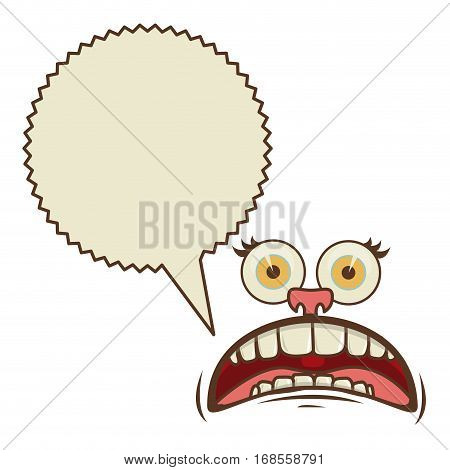 face cartoon gesture with dialogue scream callout vector illustration