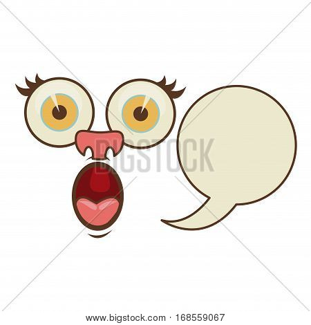 face cartoon gesture with dialog circular box vector illustration