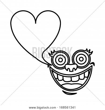 silhouette face cartoon gesture with dialog heart shape box vector illustration