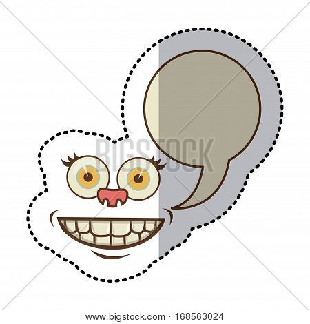 sticker colorful face cartoon gesture with dialogue callout box vector illustration