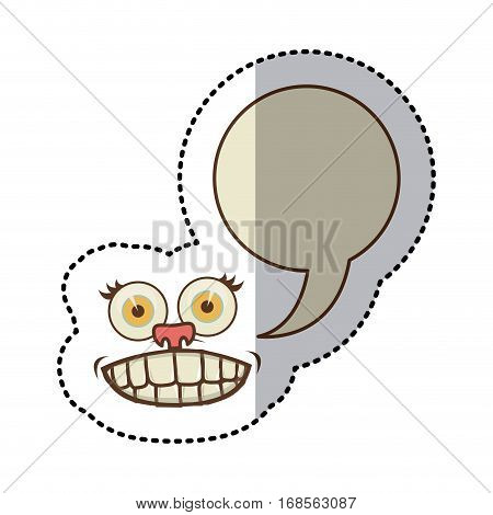 sticker colorful face cartoon gesture with dialogue circular box vector illustration