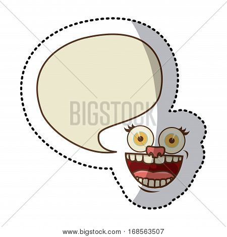 sticker colorful face cartoon gesture with dialog big callout box vector illustration