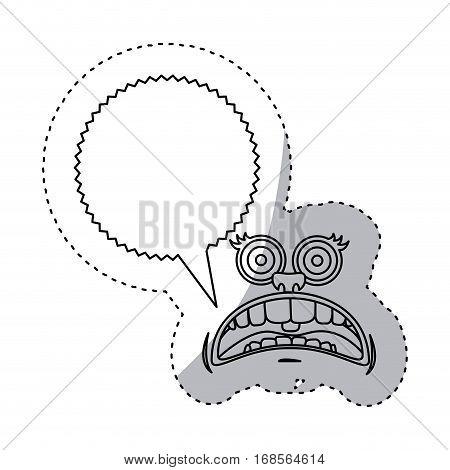 sticker contour face cartoon gesture with dialogue scream callout vector illustration