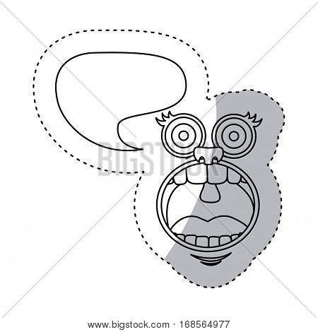sticker contour face cartoon gesture with dialog irregular box vector illustration