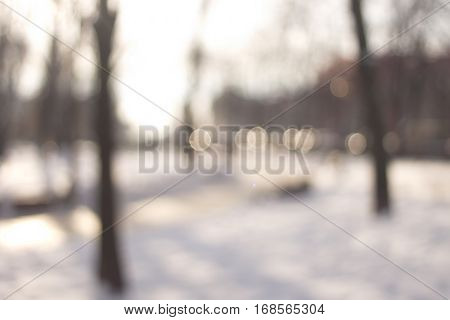 Abstract Urban Background With Blurred Buildings And Street, Shallow Depth Of Focus.