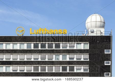 Logo Of The Brand Lufthansa In Hamburg