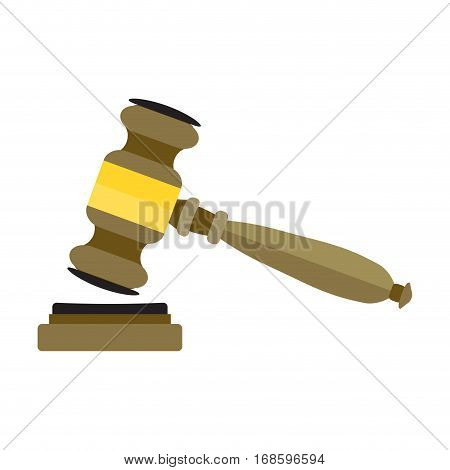 Gavel flat vector. Legal law and auction symbol justice mallet illustration