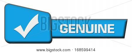 Genuine text written over blue triangle background.