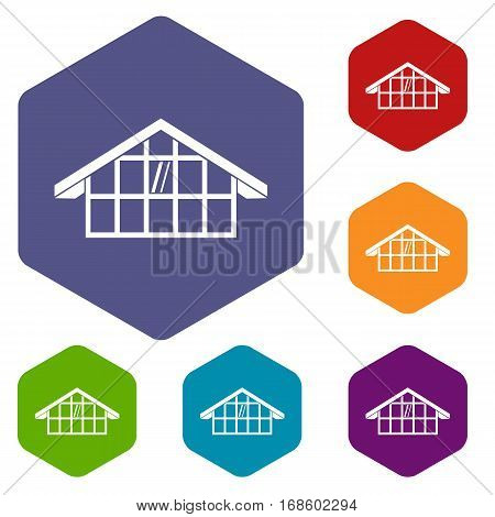 Warehouse icons set rhombus in different colors isolated on white background