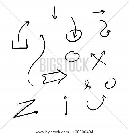 Hand drawn arrows isolated. Graphic resourses sketch