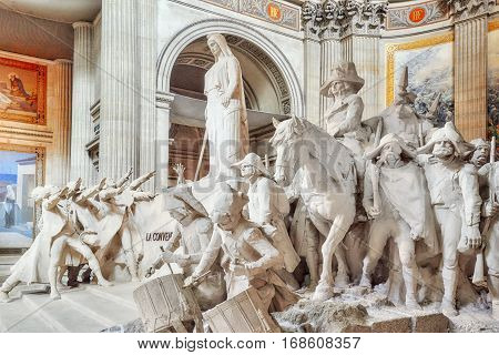 Paris, France - July 05, 2016 : Inside, Interior Of French Mausoleum For Great People Of France - Th