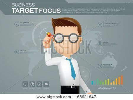 Business man background chart and presentation business target focus