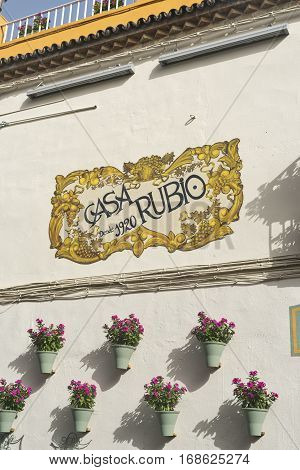 CORDOBA, SPAIN - JULY 19, 2016: Cordoba (Andalucia Spain): old typical street in the Juderia with plants and flowers