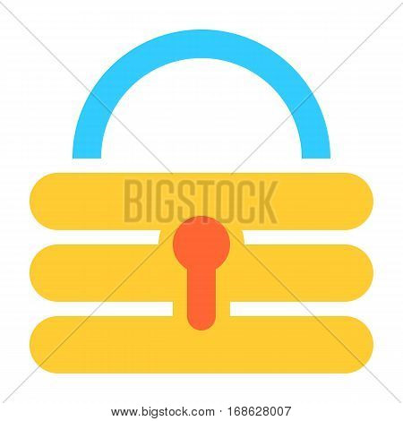 Flat padlock icon lock sign password button. Quick and easy recolorable shape isolated from background. Vector illustration a graphic element for web internet design.