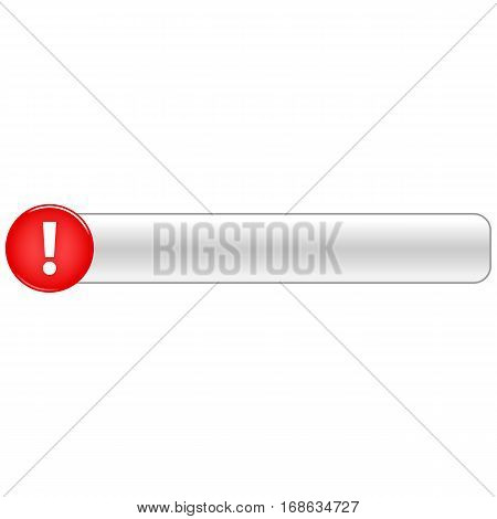 Red glossy button exclamation mark sign warning icon. Vector illustration a graphic element for web internet design