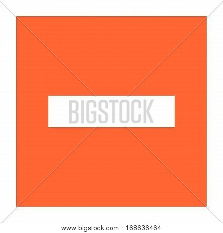 Flat minus icon square subtraction sign removing button. Quick and easy recolorable shape isolated from background. Vector illustration a graphic element for web internet design