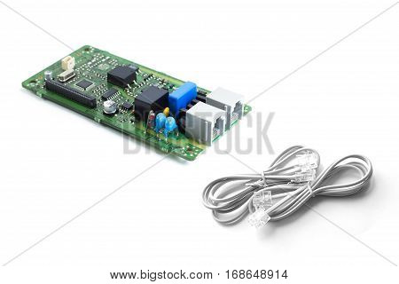 Telephone kit electronics printed circuit board with RJ-11 cable