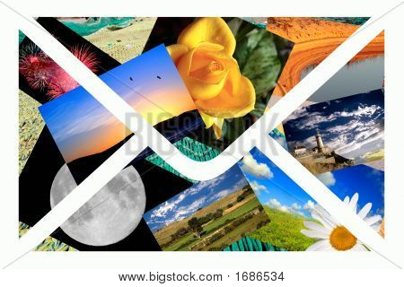Bilder in einen Umschlag