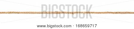 Line of a twisted decorational linen rope string isolated over the white background
