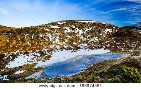 lanshaft wonderful mountain with a small lake