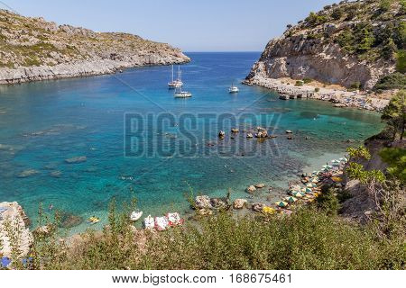 Area of Anthony Quinn Bay. Rhodos, Greece
