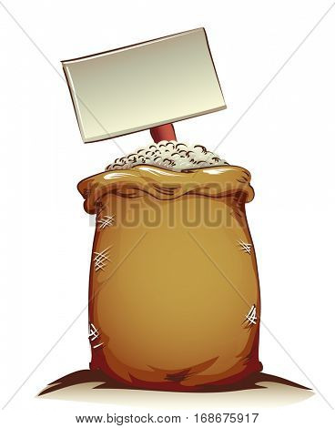 Illustration Featuring a Sackcloth of Rice with a Blank Board Listing its Price Buried in the Middle