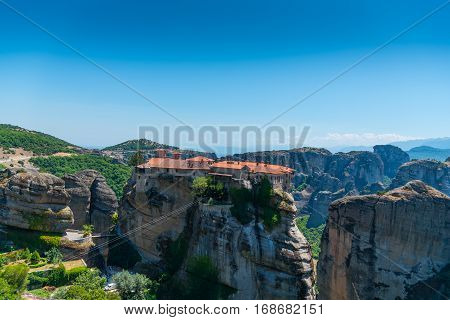 Amazing Meteora monastery Varlaam in kalambaka Greece
