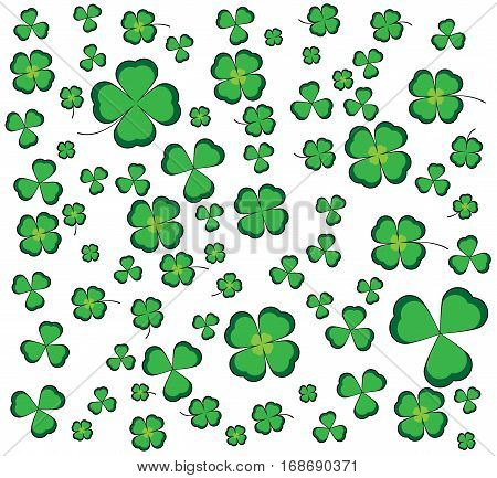White background with shamrocks and leaf clovers