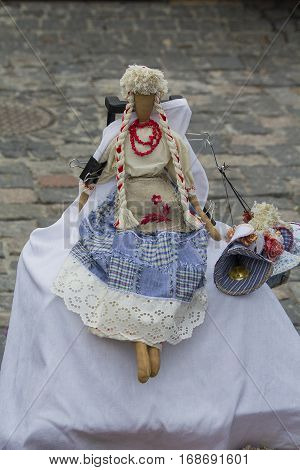 Ukrainian national folklore doll motanka as a souvenir