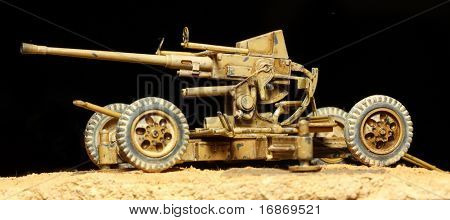 Tysk 88mm kaliber antiaircraft pistol - plastik kit 1:48 skala
