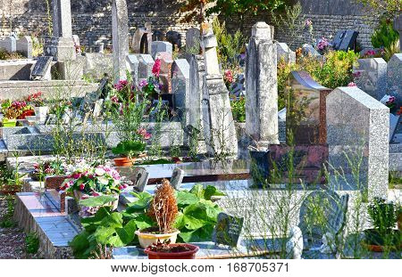 Loix France - september 26 2016 : the cemetery