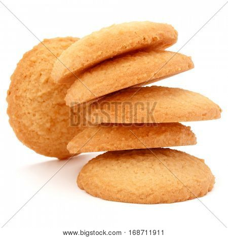 stacked short pastry cookies isolated on white background.