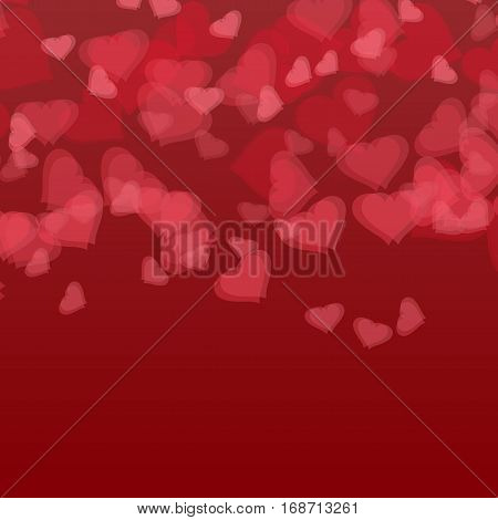 Red translucent hearts. Background for Valentine's Day. Vector illustration