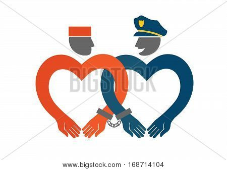 Humorous vector illustration of love concept. Template for Valentine's day and world day of hugs.