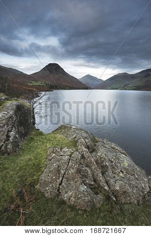 Beautiful Sunset Landscape Image Of Wast Water And Mountains In Lkae District In Autumn In England