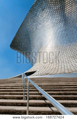 MEXICO CITY,MEXICO - DECEMBER 26, 2016 : The modern Soumaya art museum in Mexico City