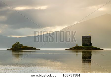 Stalker Castle in morning light Highlands Scotland