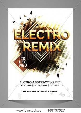 Electro Remix, Stylish Musical Party Flyer, Banner, Pamphlet or Invitation with abstract design.