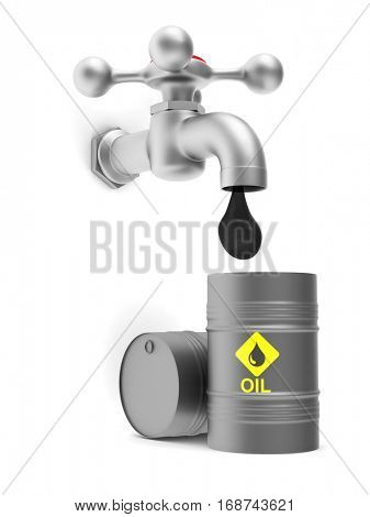 concept oil production on white background. Isolated 3D image.