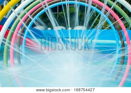 water springle splash colorful ring tunnel pool