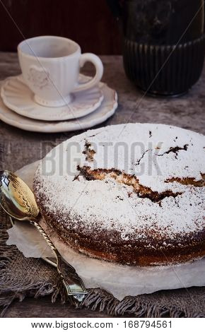 Zebra Chocolate Cake. Marble Cake. COCOA CAKE Pie Cake with Cocao Powder.